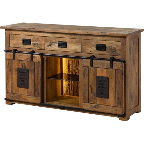 Sideboard Mango / Altholz 150x45x90 natur lackiert RAILWAY LUX 100