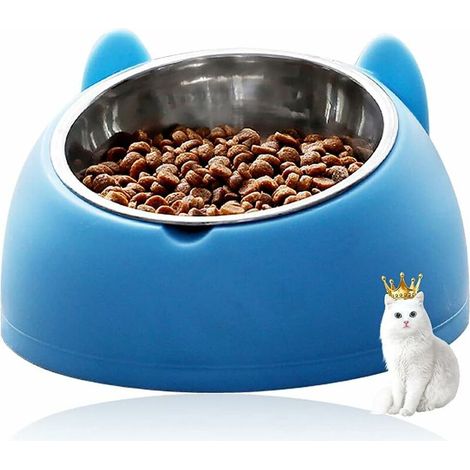 Double Gamelle Chat Surélevée,Inclinable À 15° Bol Anti-Vomissements Et Antidérapante Bol Pour Animaux De Compagnie À Stockage D'Eau Automatique,Disponible Pour Les Chats Et Les Chiots (Bol B