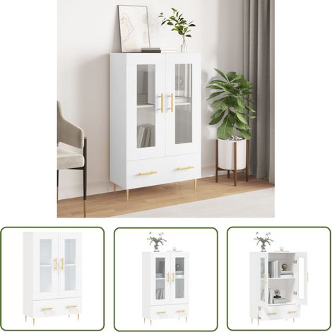 The Living Store Highboard Weiß 69,5x31x115 cm Holzwerkstoff - Sideboard - Hochschrank - Wohnzimmermöbel - Wohnwand - Aufbewahrung (1/5)