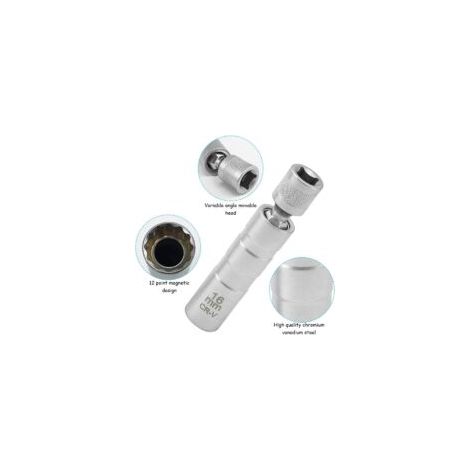 Set di 2 chiavi magnetiche per candele da 16 mm/14 mm di lunghezza, estrattore per bussole per candele, chiavi flessibili per candele da 3/8" a 10 mm, strumento di rimozione candele a 12 punte, per au