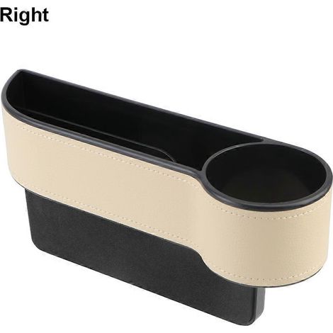Organisateur de voiture avec poche pour fente entre les sièges, double chargeur USB, porte-téléphone, porte-bouteille, porte-gobelet, boîte de rangement en cuir, accessoires de voiture (beige droit)