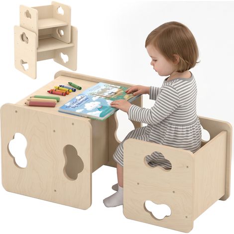 AIYAPLAY Toddler Table and Chair Set with 3-Level Heights for 18-36 Months (1/5)