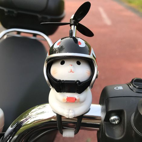 Décoration Guidon Vélo/Scooter - Figurine Chat Mignon avec Casque à Hélice