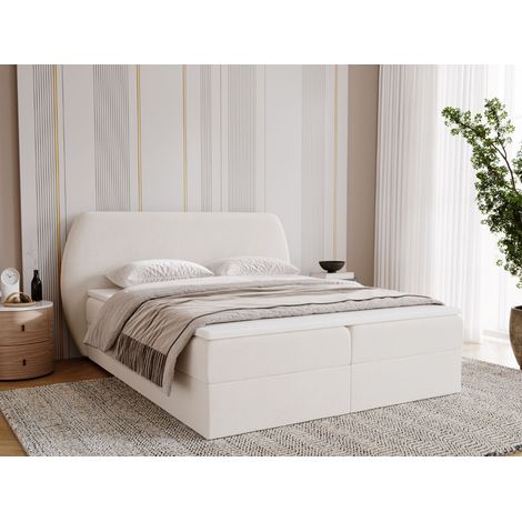 Lit continental Bogota avec rangement 160 x 200 double, velours, crème (1/5)