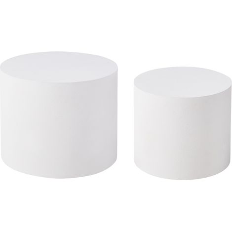 Conjunto de 2 mesas de centro redondas diseño tradicional MDF blanco Manti