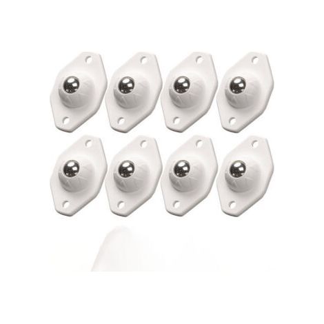 Lot de 8 Mini Roulettes Plates Acier 360° Blanc - Universelles pour Petits Appareils & Boîtes de Rangement (1/4)