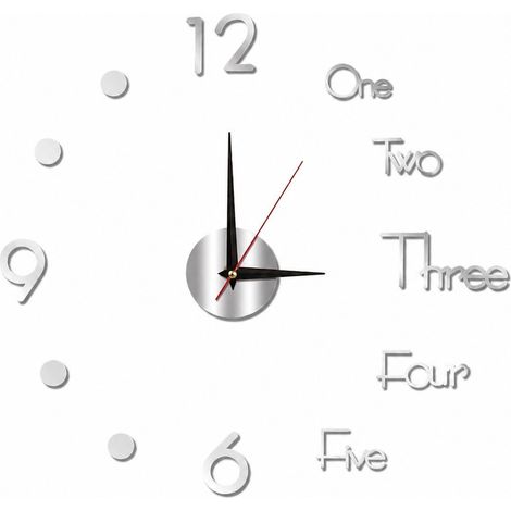 Horloge murale veilleuse, sans cadre, lumineuse et silencieuse, argentée, 40 cm, pour salon ou chambre à coucher (1/4)