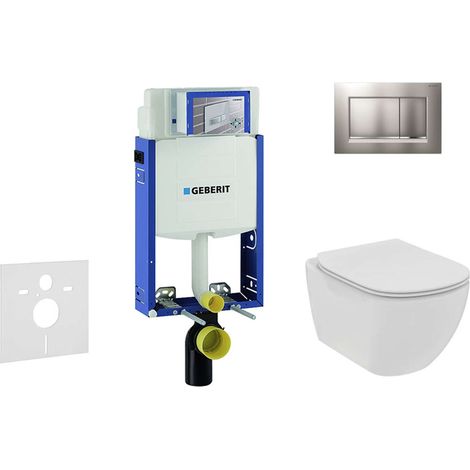 Geberit Combifix - Set di installazione a parete, WC e sedile Ideal Standard Tesi, placca Sigma30, cromo opaco/cromo 110.302.00.5 NE7 (1/5)