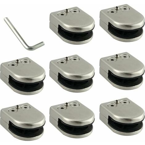 Glasklemme, 8 Stück, 6–8 mm, Edelstahl 304, Glasklemmen-Halterung, flache Rückseite, Chrom-Finish für Balustrade (1/5)