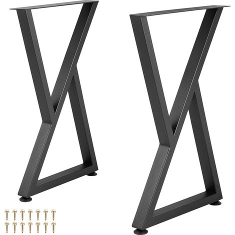 VEVOR Gambe da tavolo, 71,1 x 45,7 cm, set da 2 pezzi, gambe robuste per panca a forma di Z in metallo, struttura in ferro battuto, mobili fai da te per tavolo da pranzo con protezioni in gomma, (1/5)
