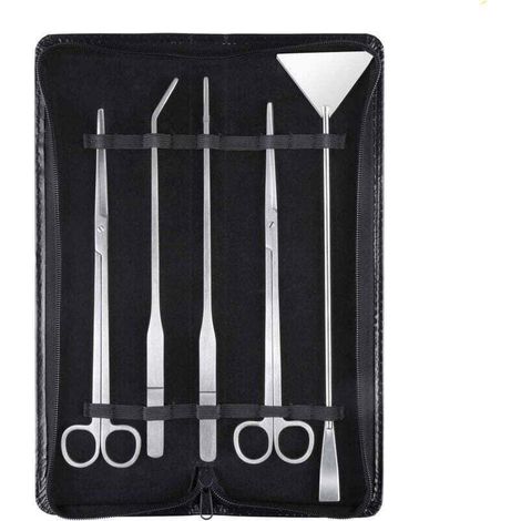 Ensemble d'outils 5 en 1 en acier inoxydable pour aquarium, plantes aquatiques, pinces, ciseaux, spatules (1/4)