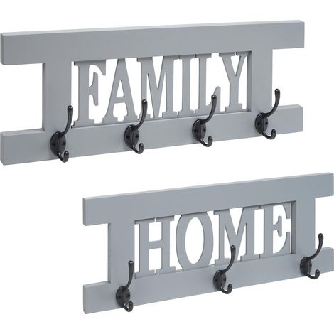 [NON UTILIZZATO] Serie Vintage set 2x appendiabiti guardaroba HHG-987 Family Home grigio blu