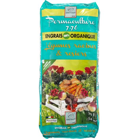 Engrais Organique en Granulés pour Légumes Racines et Rosiers - Permaculture 7.76® (1 Sac de 20L) (1/3)