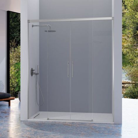 Duschfront 2 Festteile + 2 Schiebetüren URBAN Chrom / 136-140 cm (1/5)