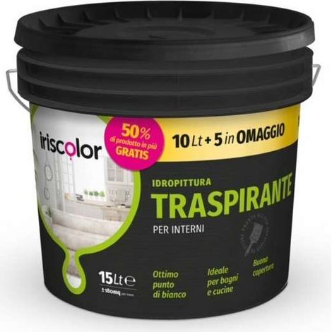 Iris Color Idropittura Traspirante per Interni - Bianco 15 lt