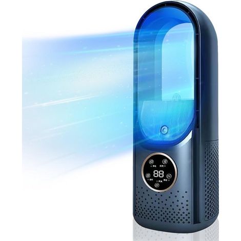 Ventilador pulverizador，Mini aire acondicionado，Aire acondicionado para camping，Tres ajustes: aire puro，6 velocidades de ventilador，Azul (1/5)