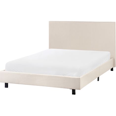 Cama con cabecero pequeña moderna de tela 120 x 200 cm con colchón beige Albi