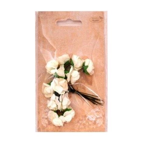 Rosas de papel, tonos blancos, MIXTO, 12 unidades.