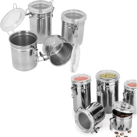 4-teiliges Set luftdichter Aufbewahrungsbehälter aus Edelstahl für Kaffee, Tee, Milch und Pulver – stilvoll und leicht zu reinigen (1/5)