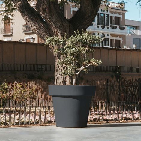 MAGNOLIA 160 Macetero Redondo Clásico y Gigante de Interior y Exterior Para Plantas y Flores Muy Resistente al Paso del Tiempo. Hecho de Polietileno en España - Antracita