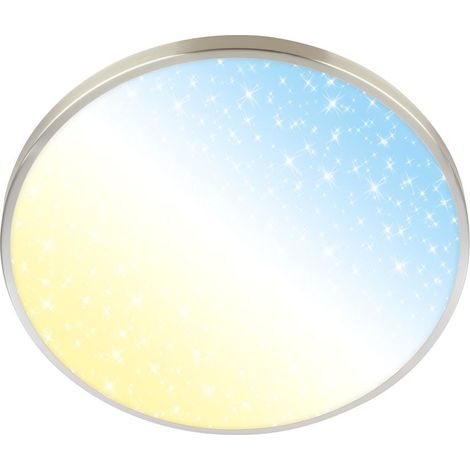 Briloner COMPETO Plafoniera LED, dimmerabile, telecomando, controllo della temperatura del colore CCT, cielo stellato, nichel opaco, Ø38 x 6 cm