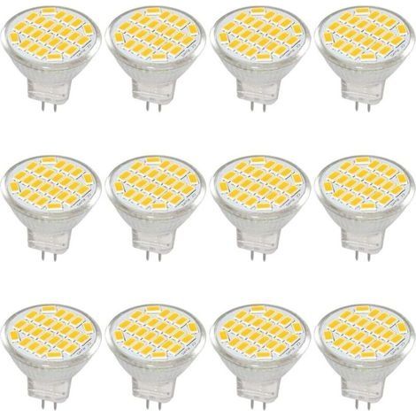 MR11 GU4 Ampoule LED lumière lumières DC/AC 10–30V 3 W, 12V, 24V, 30W Ampoule halogène équivalent, 400 lumens, Blanc chaud 3000K, LED de remplacement pour kit, jardin, intérieur, (lot de 12) (1/4)