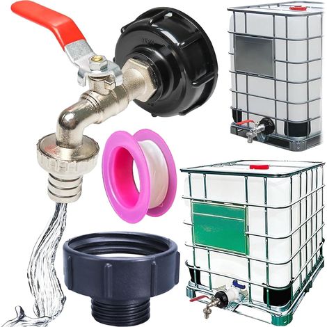 Raccord Robinet, Robinet Cuve 1000L, 3/4" Adaptateur De Réservoir en Alliage d'aluminium, Connecteur À Filetage 3/4", pour Réservoirs, Systèmes D'Irrigation Et Collecteurs d'eau De Pluie (1/5)