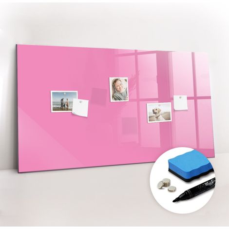 Tableau magnétique, panneau d’affichage, pense-bête, impression sur Verre – 120 cm x 60 cm - Rose (1/5)