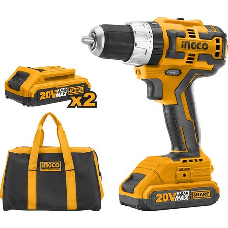 TRAPANO AVVITATORE A PERCUSSIONE 60Nm BRUSHLESS 20V CON 2 BATTERIE + BORSA - INGCO CIDLI20608 (1/5)