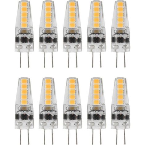 10pcs G4 LED Ampoules 2W Bi Pin Base Dimmable Ampoules pour Lustre Plafonnier Lampe De Table Blanc Chaud 3000K AC 1224V (1/5)