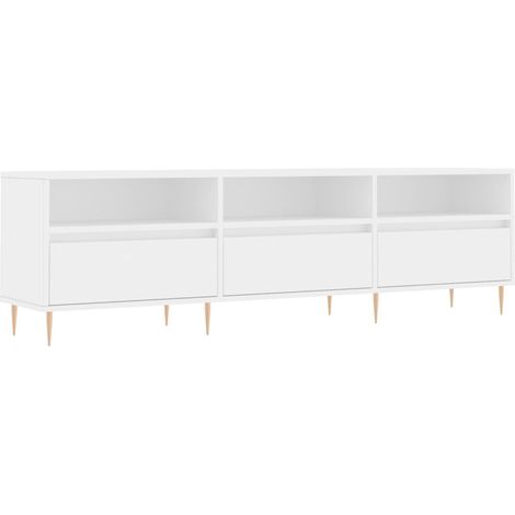 Mueble TV multimedia estantería para televisión buffet para televisión comedor salón dormitorio 150 x 30 x 44,5 cm madera contrachapada blanco 020025970