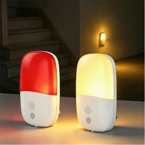 Veilleuse Lumière Rouge 670nm pour le Sommeil Blanc Chaud 2500K Sans Lumière Bleue Veilleuse à Brancher jardin terrasse extérieur (1/5)