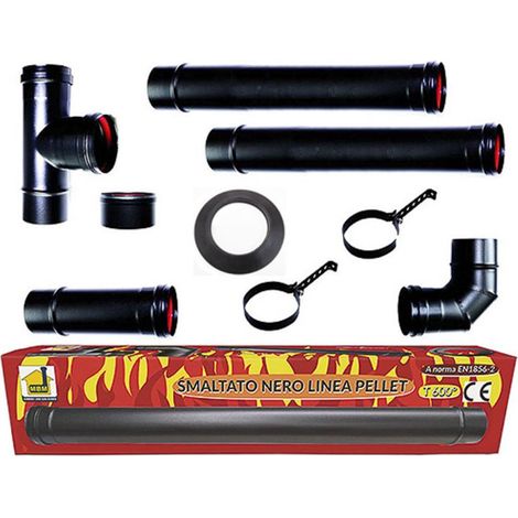 poêle à pellets kit cheminée dn 80 noir tuyau acier émaillé 600 CE Made in Italy grès cérame MD0