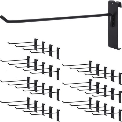 Lot de 35 crochets pour panneau de grille, 20 cm, crochets muraux pour présentoir, accessoires de grille métallique pour magasins, garages, ateliers (1/5)