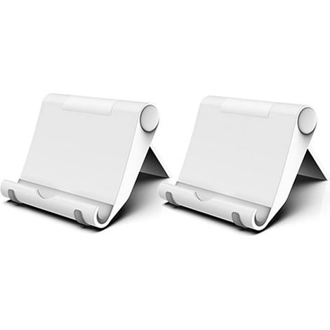 Set mit 2 faltbaren und verstellbaren Handyhaltern - Kompatibel mit iPhone 16 15 14 13 12 11 Mini Pro Max, Samsung Huawei Tablet und anderen Smartphones (Weiß) (1/5)
