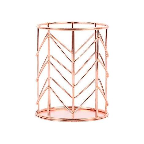 Portalápices resistente de metal de estilo nórdico, delicado soporte para pinceles, ideal para oficina, hogar y escuela (oro rosa 01)