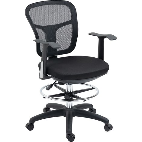 Chaise de bureau ordinateur avec repose-pieds réglable en hauteur noire 59 x 59 x 115 cm