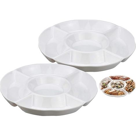 Plateaux ronds à compartiments pour collations, plateaux de conservation des aliments pour la maison (1/4)