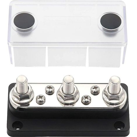 Installez le bornier de distribution électrique 48 V 300 A, idéal pour les voitures, camions, camping-cars, bateaux, systèmes solaires, noir M10. (1/5)