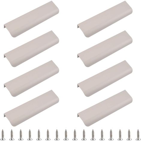 8er-Pack versteckte Schubladengriffe im modernen Stil, unsichtbare gebogene Griffe aus Aluminiumlegierung, Schrankgriff, 80 mm, Kaschmirgrau (W-MF002528-EU)