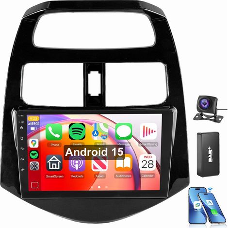 Pour Chevrolet Spark 2010-2014 Android 15 Autoradio GPS CarPlay RDS WIFI SWC 4+64G DAB CAM