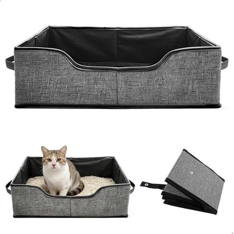 Bac Litiere Pour Chat,Bac Litière Chat,Portable Maison Toilette Chats,Litiere De Voyage Pour Chats En Tissu Oxford,Litière L[CA143] (1/5)