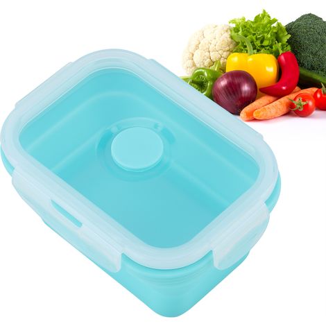 Boîte-repas en silicone vert 500ml, pliable et portable, idéale pour repas à emporter et micro-ondes (1/4)