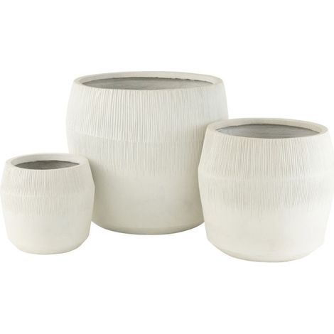 Lot de 3 Cache-Pots en Argile "Abel" 55cm Blanc