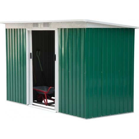 Casetta Porta Atrezzi da Giardino in Metallo Ezooza 277 x 130 x 173 cm in Lamiera di colore Verde (1/5)