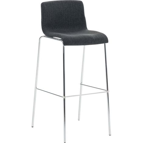 Tabouret de bar x1 design moderne repose-pied en tissu gris foncé sur 4 pieds en métal 100004949 (1/5)