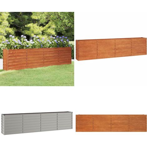 Lit surélevé de jardin rouillé 320x40x77 cm acier corten - Jardiniere - Bac Acier - Plante - Décoration Extérieur - Balcon - Home & Living (1/5)