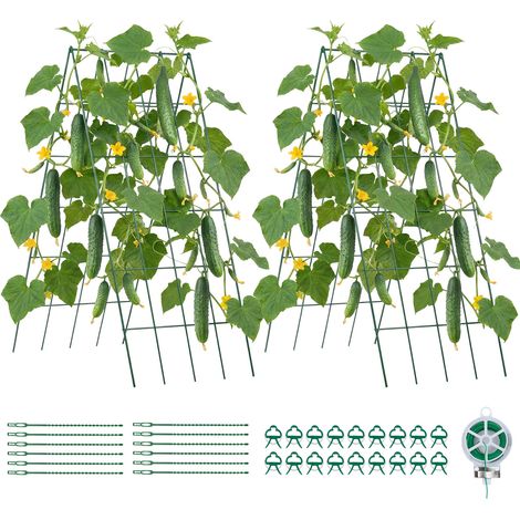 Mophorn Treillis pour Concombres, Lot de 4, Structure en A pour Jardin, Support pour Plantes Grimpantes, Potager Surélevé, Pois, Tomates, Fleurs, Cadre Métallique Résistant à la Corrosion, 990x400 mm (1/5)
