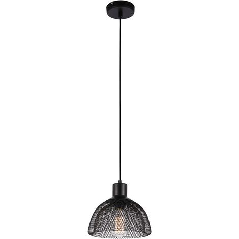 Italux Julienne - Suspension industrielle et rétro noire 1 lumière avec abat-jour en maille métallique, E27