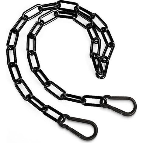Anti-theft Gate Chain, 1m Chain, Black Metal Chain with 2 Detachable Snap Hooks, Heavy Duty Stainless Steel Chain for Outdoor Fence, Cage, Security Lock